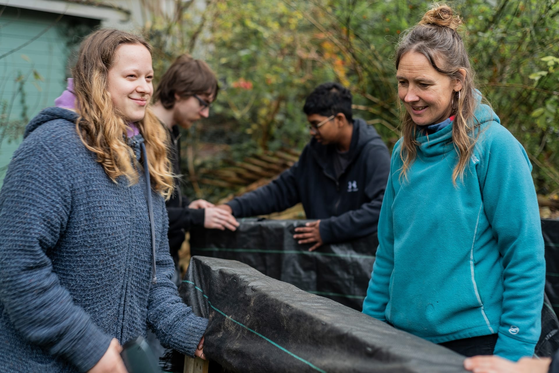 People working in a community garden in Bristol