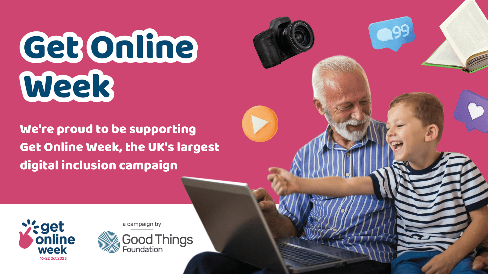 Promotional poster for Good Things Foundation's Get Online Week, 16-22 October 2023.
