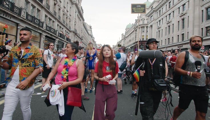 Members of Leicester LGBT Centre's REACH project march at a previous Pride in London event