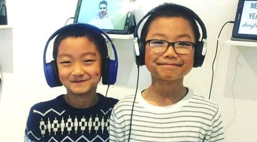 Two young members of Artcore's Sharing Stories project