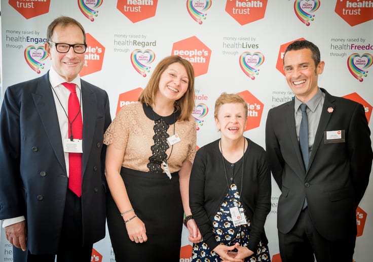 Representatives of Happy Times' Quiet Times project with Health Lottery owner, Richard Desmond, and People's Health Trust Chief Executive, John Hume.