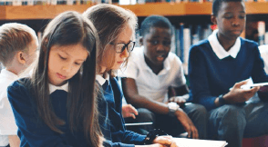A group of school children