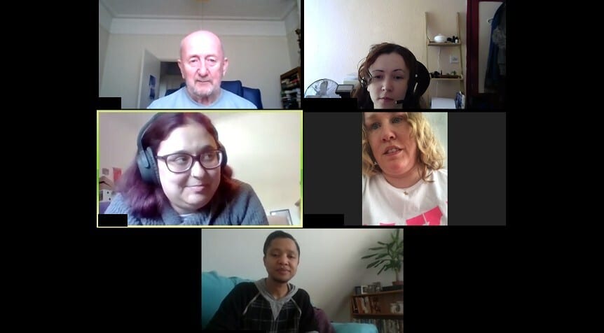 Local People project members in Brighton connect at an online event