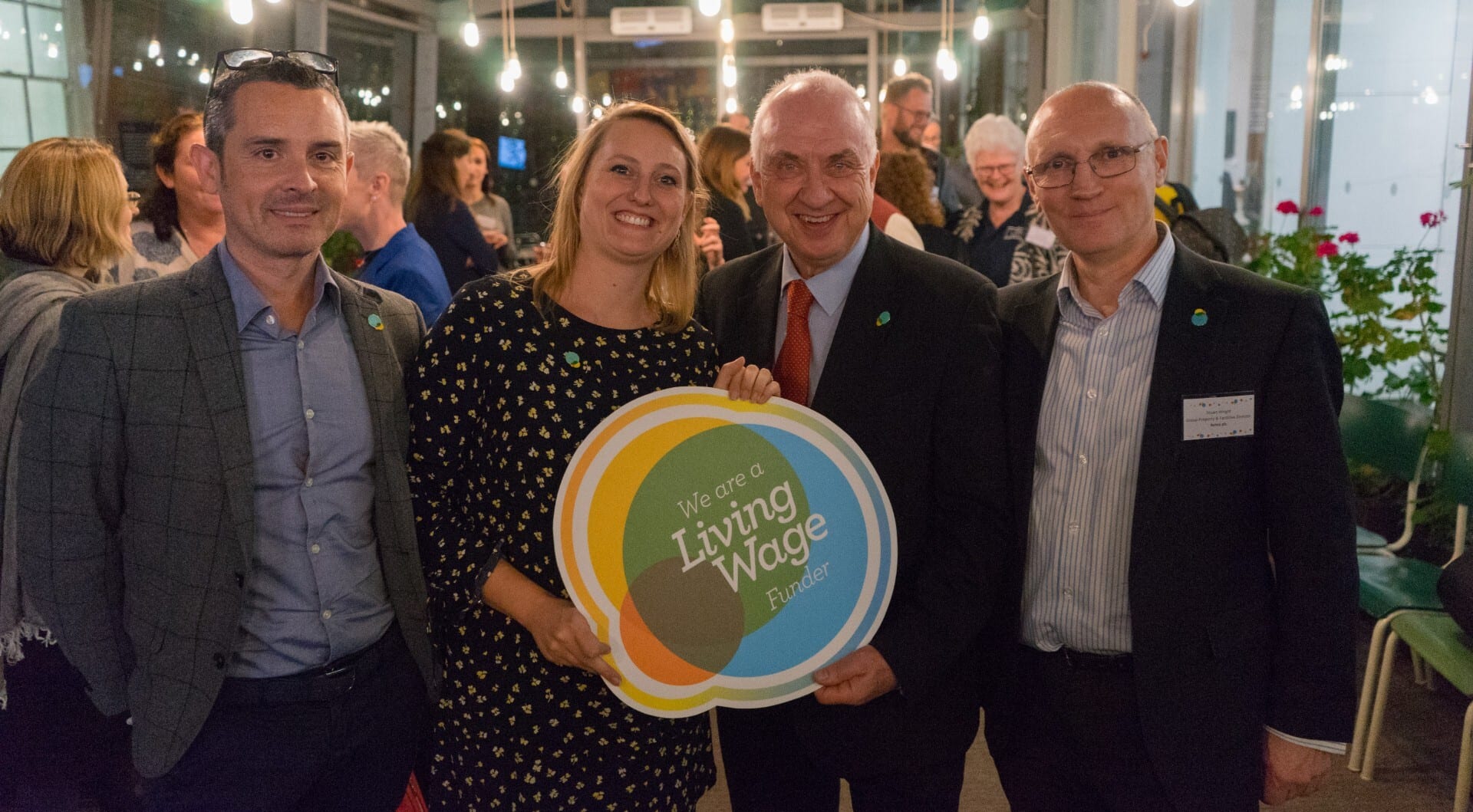 People's Health Trust CEO, John Hume and Director of the Living Wage Foundation, Katherine Chapman with guests at the 50th Living Wage Funder event