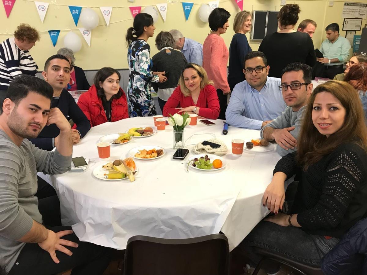 Participants enjoying a meal together at the Derby Refugee Befriending Project