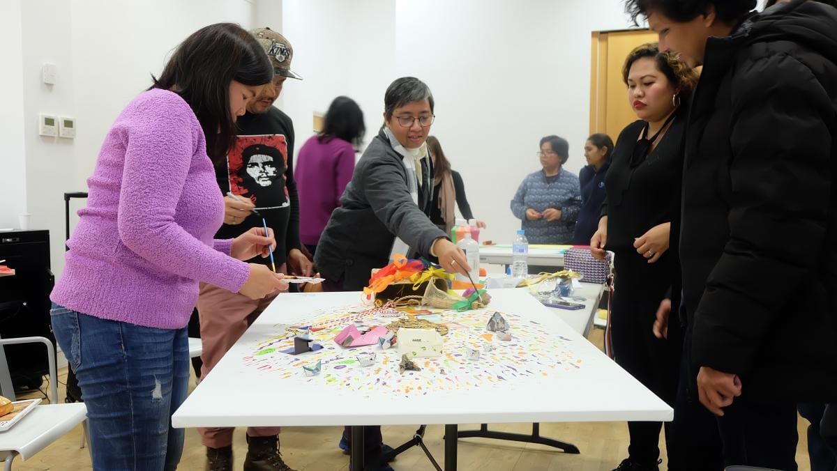 Project participants doing art activities at Kanlungan Filipino Consortium