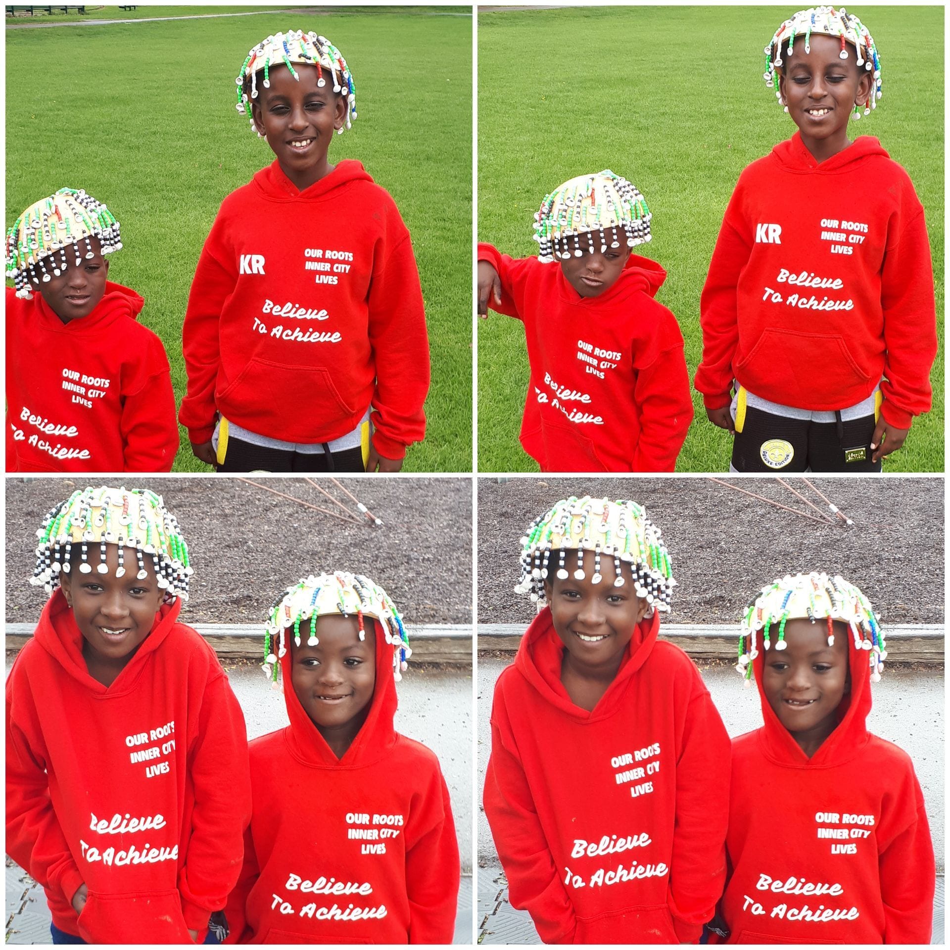 Grid image of two young project participants